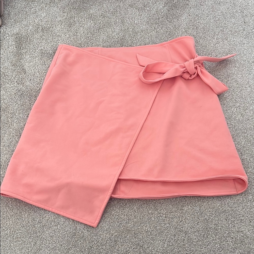Revolve Superdown coral Wrap Skirt with Bow